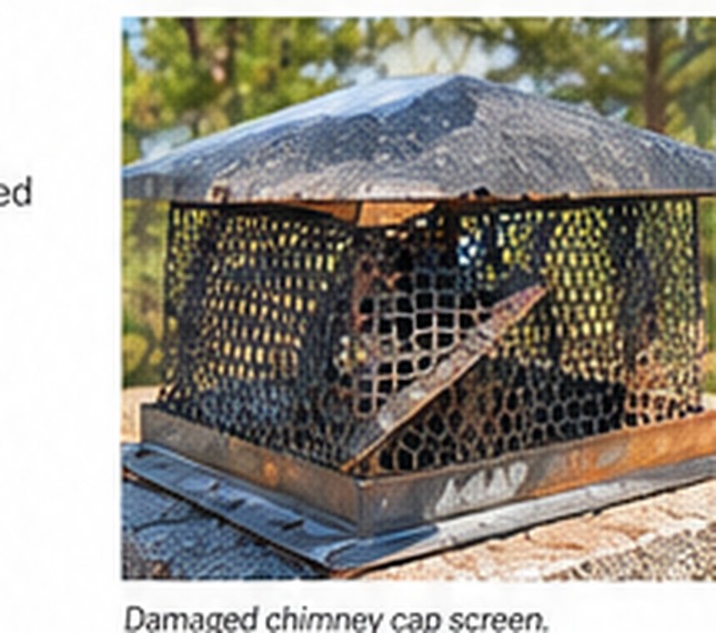 Illustrative image: damaged chimney cap screen